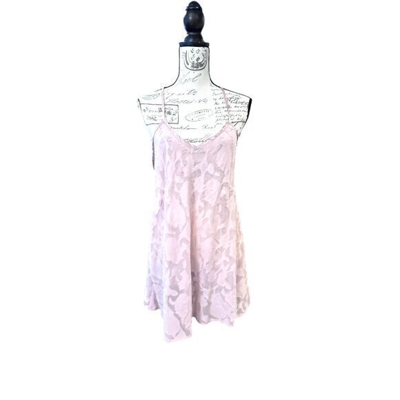 Flora by Flora Nikrooz Lingerie Chemise Slip Dress Robe Set Light Pink Floral - Picture 2 of 16